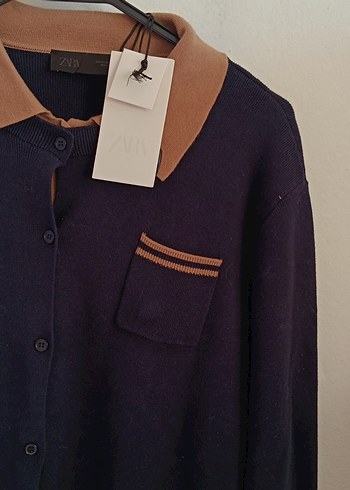 Bej Notch Yaka Düğmeli hirka - Görsel 3