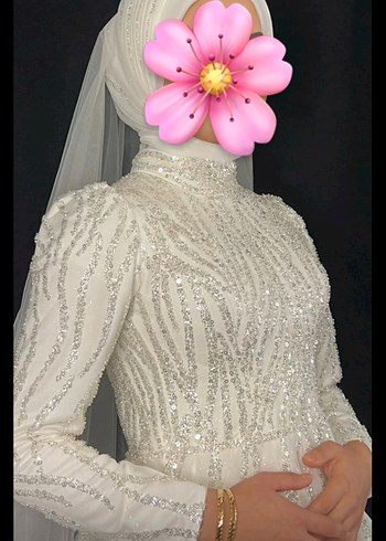 Gelinlik Uzun Kollu Beyaz Prenses Gelinlik