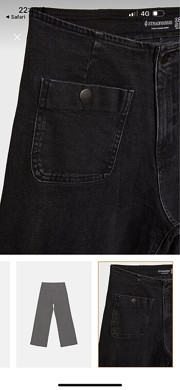 34 Beden siyah Renk Stradivarius Cepli Minimal Jean
