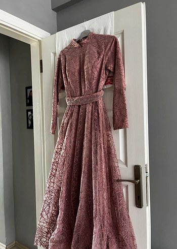 xl Beden Bordo Drapeli Uzun Abiye Elbise