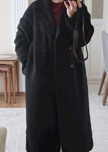 Siyah Uzun Kaşe Kaban
