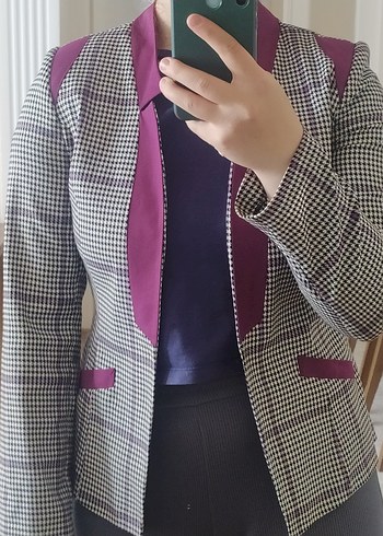 38 Beden Mor Detaylı Kadın Blazer Ceket