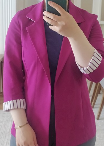 Mor Düğmeli Kadın Blazer Ceket