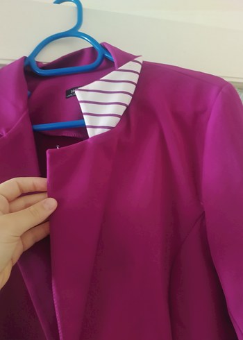38 Beden Mor Düğmeli Kadın Blazer Ceket