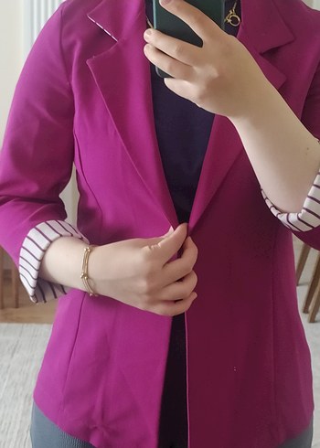 Mor Düğmeli Kadın Blazer Ceket