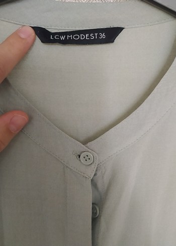 LC Waikiki V Yaka Uzun Kollu yeşil Kadın Tunik