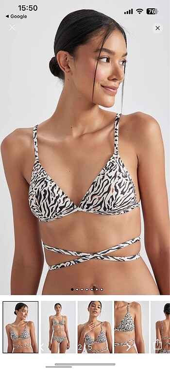 Defacto Defacto zebra desenli bikini üstü