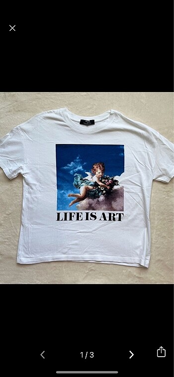 Bershka baskılı beyaz tshirt