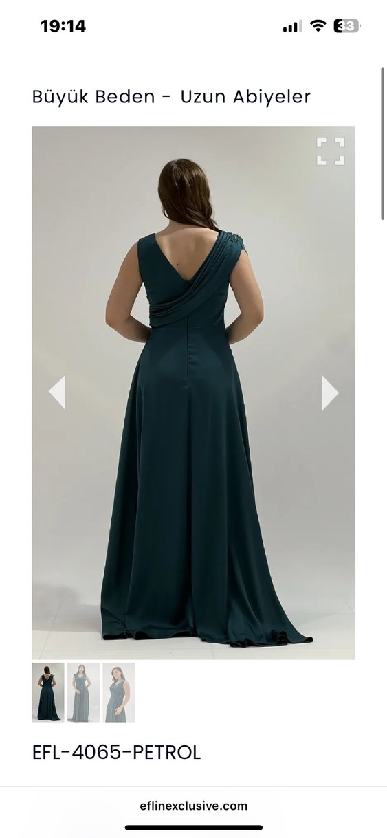 Yeşil Uzun Drapeli Abiye Elbise - Görsel 2