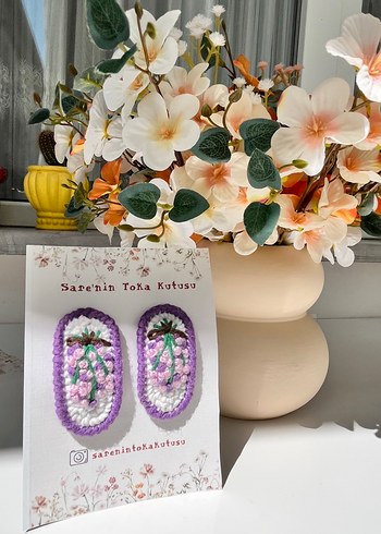 Mor Nakışlı Boncuklu Bohem Çocuk Toka - Görsel 2