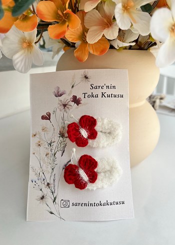 Diğer Kırmızı Çiçekli Bohem Çocuk Toka Seti