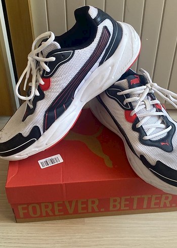 45 Beden Beyaz Puma Bağcıklı Spor Sneaker