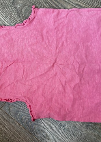 Kız Çocuk Pembe Kolsuz Fırfırlı Tişört - Görsel 2