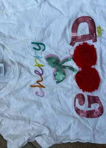 Kızlar için parlak baskılı kısa kollu tişört - Görsel 3