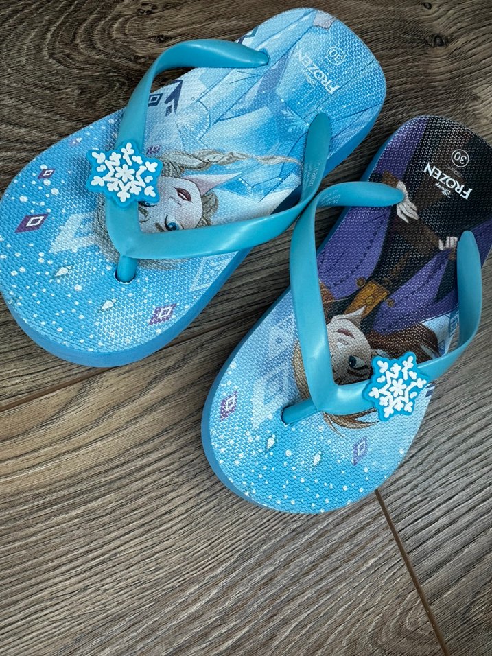 Kız Çocuk Mavi Baskılı Kayışlı Terlik - Görsel 2