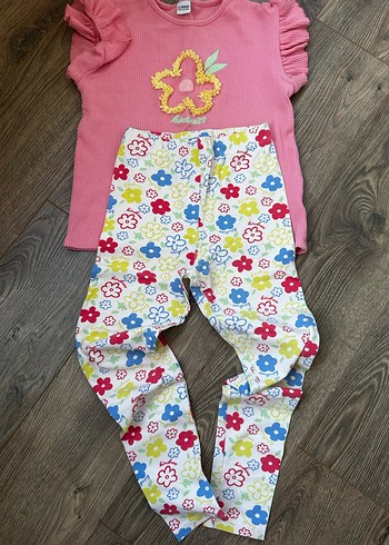 Çiçek Desenli Renkli Kız Tayt takım - Görsel 4