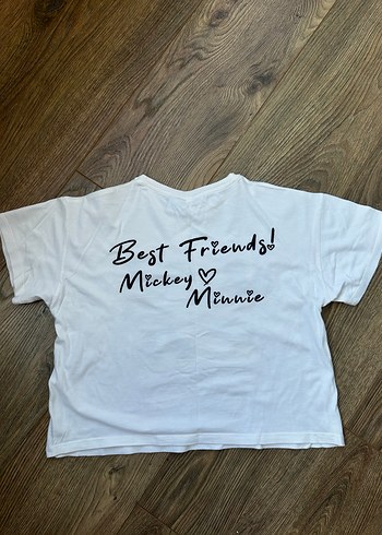 Kız Çocuk Beyaz Mickey Baskılı Tişört - Görsel 2