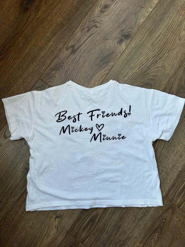 Kız Çocuk Beyaz Mickey Baskılı Tişört - Görsel 2