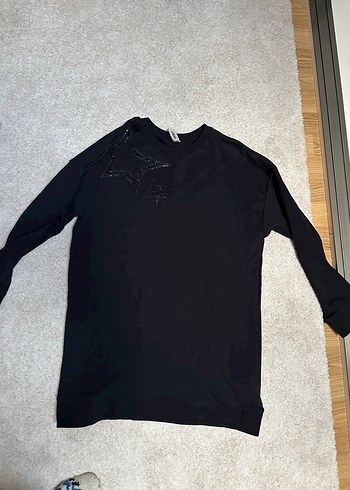 Siyah Uzun Kollu Oversize Sweatshirt