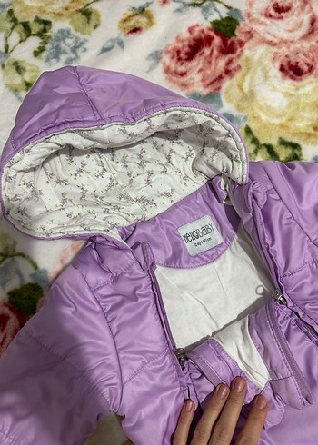 Kapüşonlu Mor Bebek astronot Tulum - Görsel 2