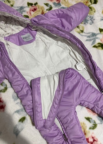 Kapüşonlu Mor Bebek astronot Tulum - Görsel 5