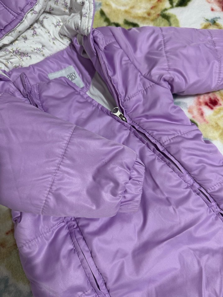 Kapüşonlu Mor Bebek astronot Tulum - Görsel 3