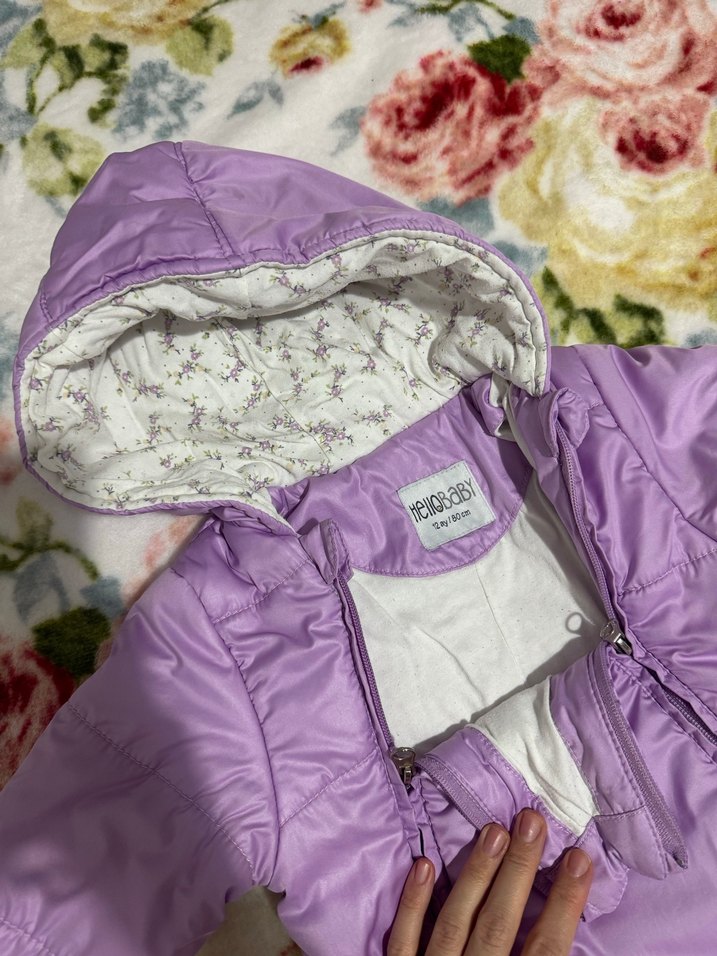 Kapüşonlu Mor Bebek astronot Tulum - Görsel 2