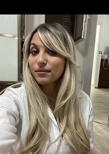 Beden sarı Renk Platın Sarı saç ombre peruk