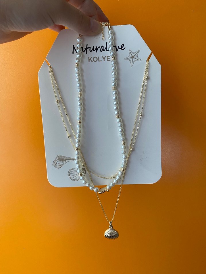 Altın Renk Zincir Detaylı Midi Kolye - Görsel 2