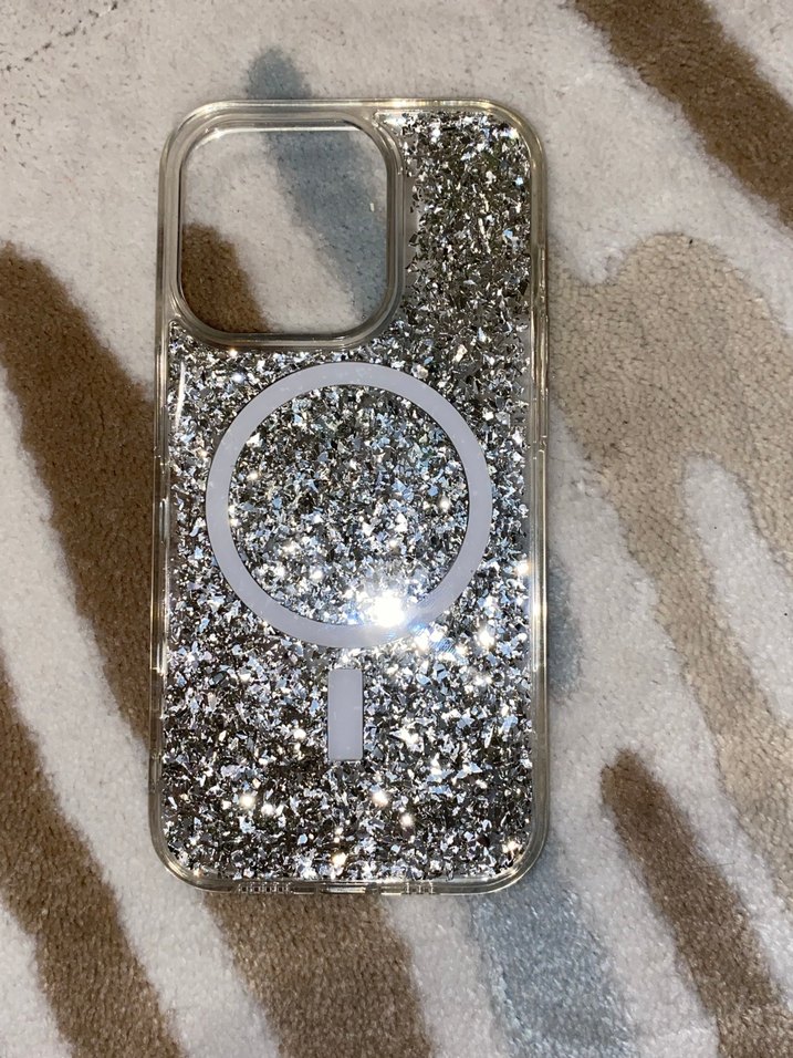 Parlak Simli Gri Telefon Kılıfı - Görsel 3