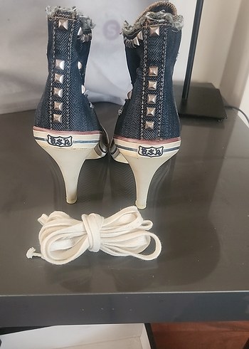 39 Beden ASH Kot Kumaşlı Kadın Topuklu Boti Ayakkabı