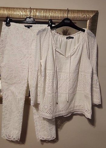 Ralph Lauren Orijinal Beyaz Dantelli Bluz Pantolon takimi