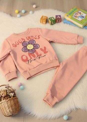 Kız Çocuk Pembe Pamuklu Takım - Görsel 2