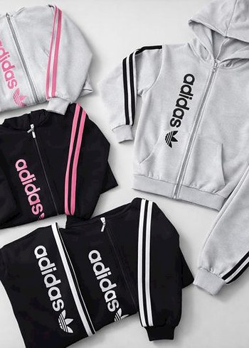 8/16 yaş adidas baskılı kapşonlu takım - Görsel 2