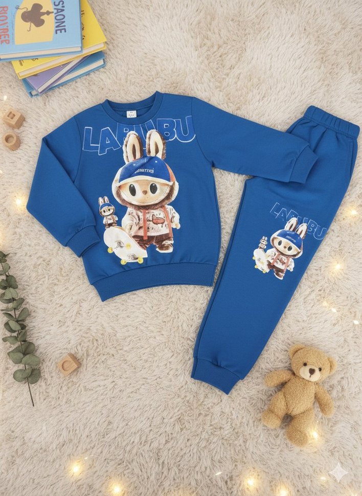 4/8 yaş Lacivert Baskılı Erkek Çocuk Takımı - Görsel 2