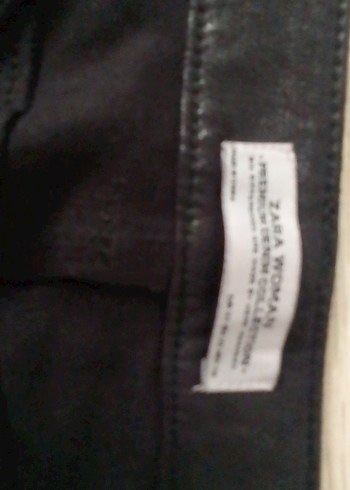 Siyah Fermuarlı Dar Kesim suni deri Pantolon - Görsel 2