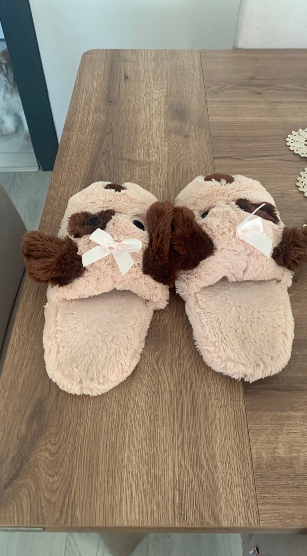 Kahverengi kız Çocuk Kürklü Ev Terliği - Görsel 2