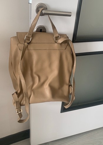 Bej Deri Kadın Sırt Çantası - Görsel 2