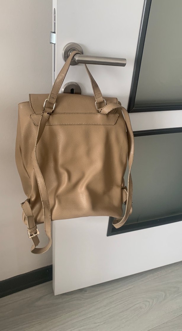 Bej Deri Kadın Sırt Çantası - Görsel 2