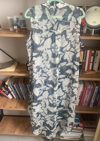 Gri Bağlama Desenli Uzun Hamile Tuniği - Görsel 2