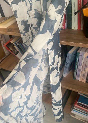 Gri Bağlama Desenli Uzun Hamile Tuniği - Görsel 4