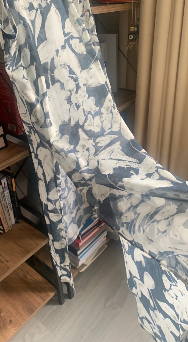 Gri Bağlama Desenli Uzun Hamile Tuniği - Görsel 3