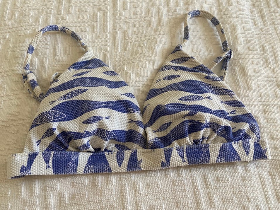 Mavi Desenli Strappy Bikini - Görsel 2