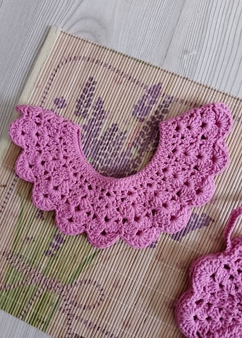 örgü çocuk çanta ve yakalık seti - Görsel 9