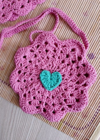 örgü çocuk çanta ve yakalık seti - Görsel 7