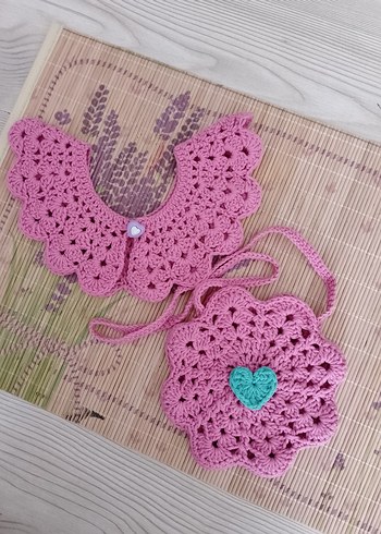 örgü çocuk çanta ve yakalık seti - Görsel 3