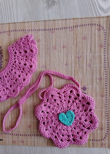 örgü çocuk çanta ve yakalık seti - Görsel 4