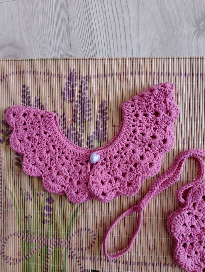 örgü çocuk çanta ve yakalık seti - Görsel 2