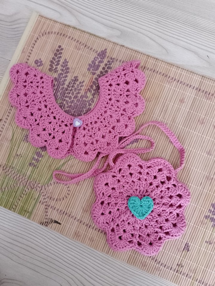 örgü çocuk çanta ve yakalık seti - Görsel 3