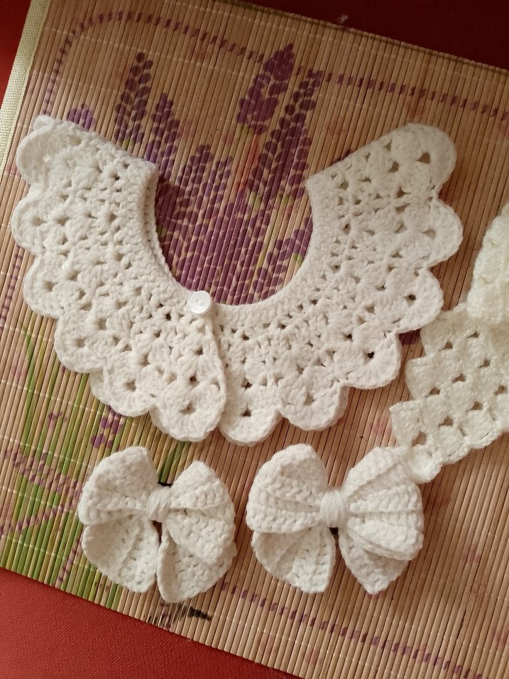 anne& çocuk örgü takım toka&yaka - Görsel 4